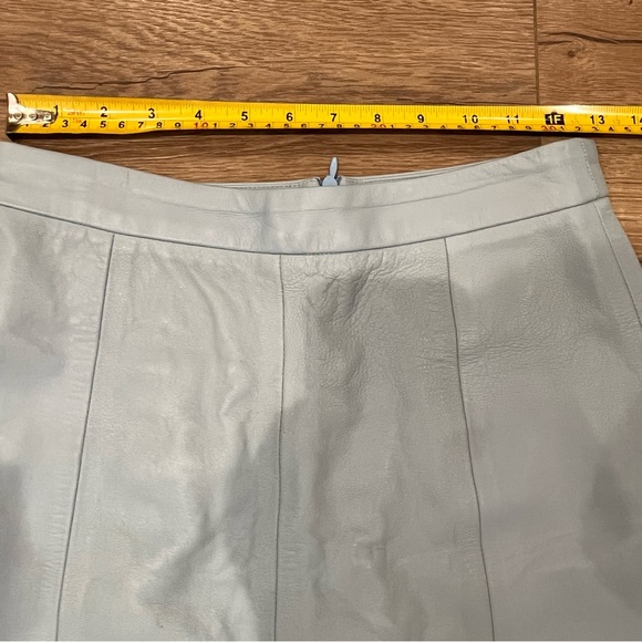 Reformation Blue Genuine Leather Mini Skirt Sz S A-Line Panel Detail Mesh Tag - Picture 4 of 12